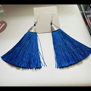 Blue fringe earrings